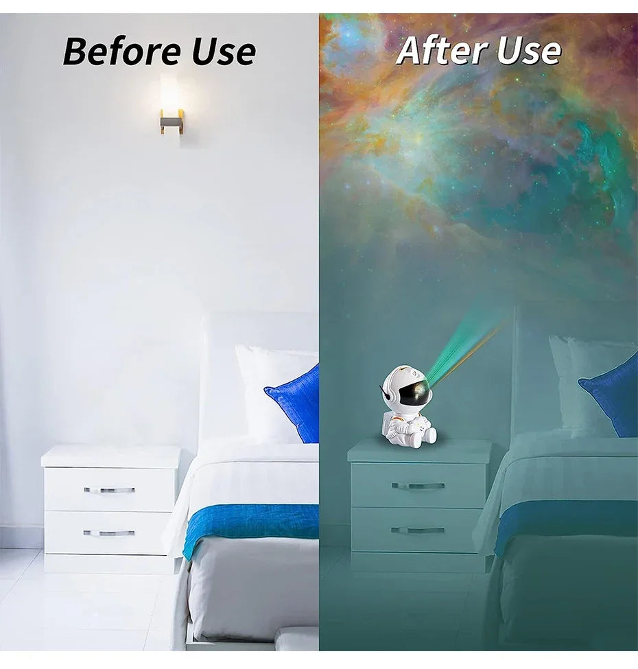 Astronaut Star Projector – Galaxy Night Light with LED Nebula