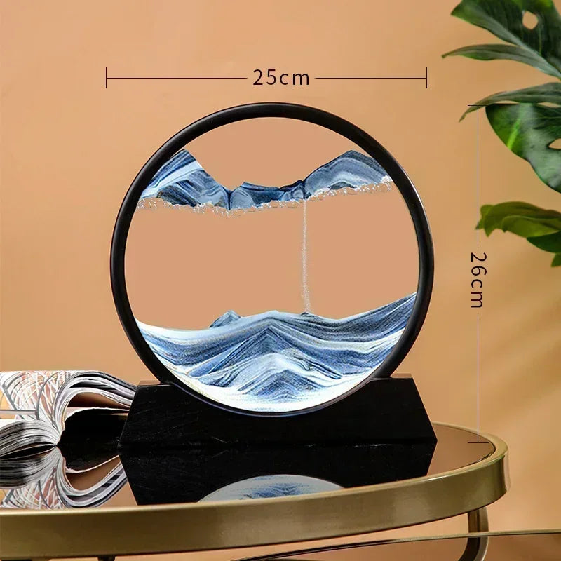 3D Moving Sand Art – Round Glass Deep Sea Sandscape for Home & Office Decor