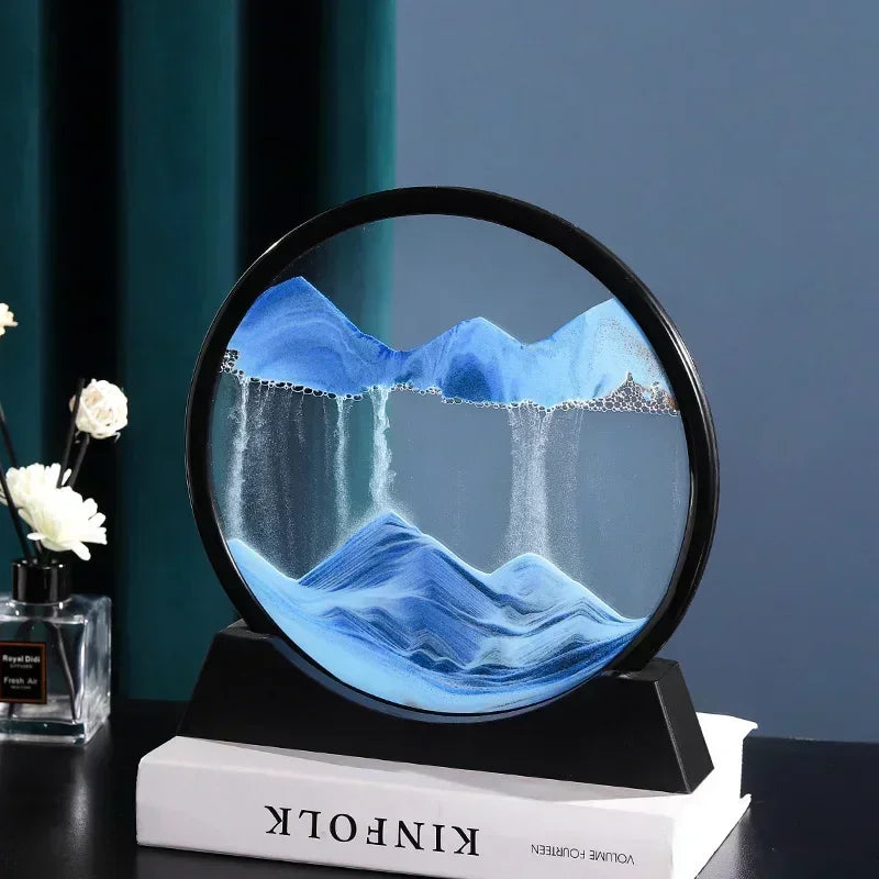 3D Moving Sand Art – Round Glass Deep Sea Sandscape for Home & Office Decor