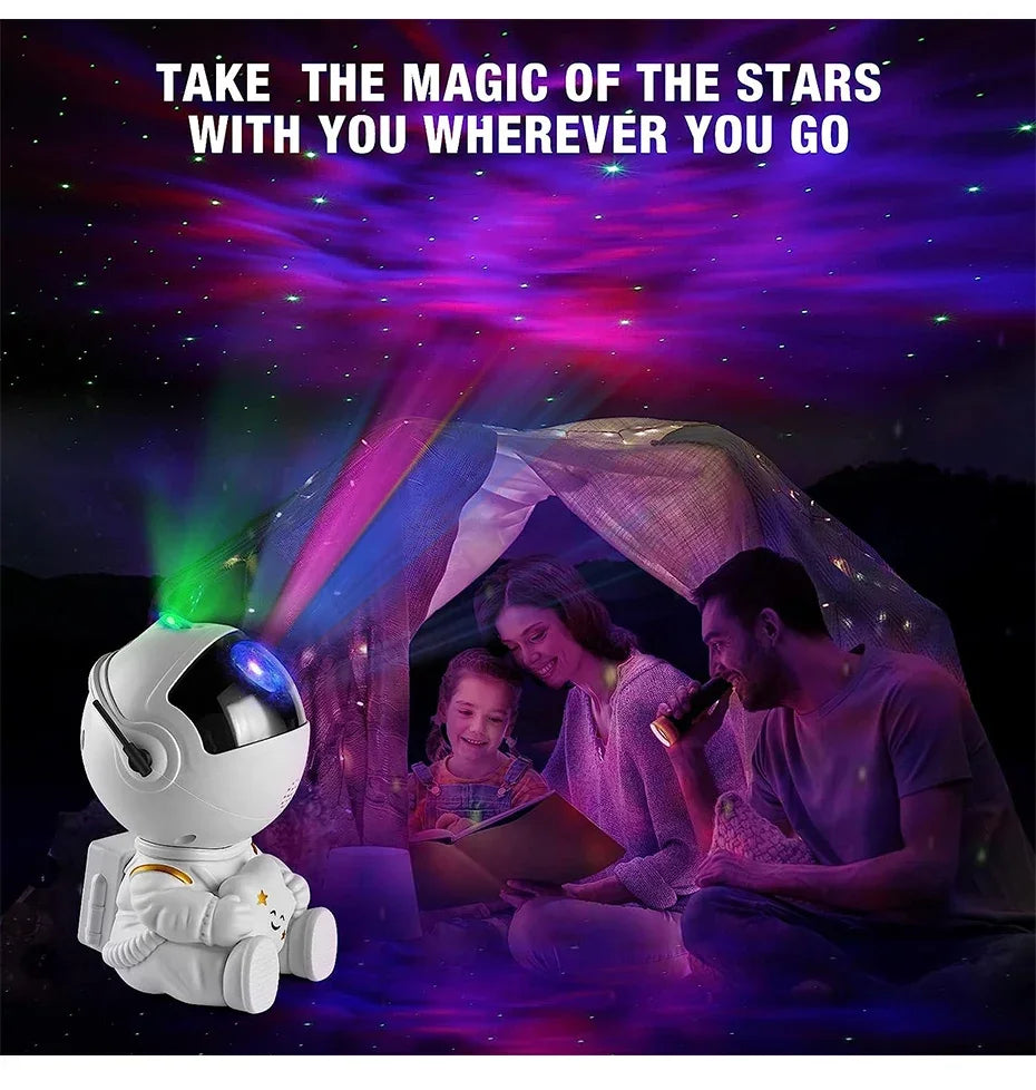 Astronaut Star Projector – Galaxy Night Light with LED Nebula