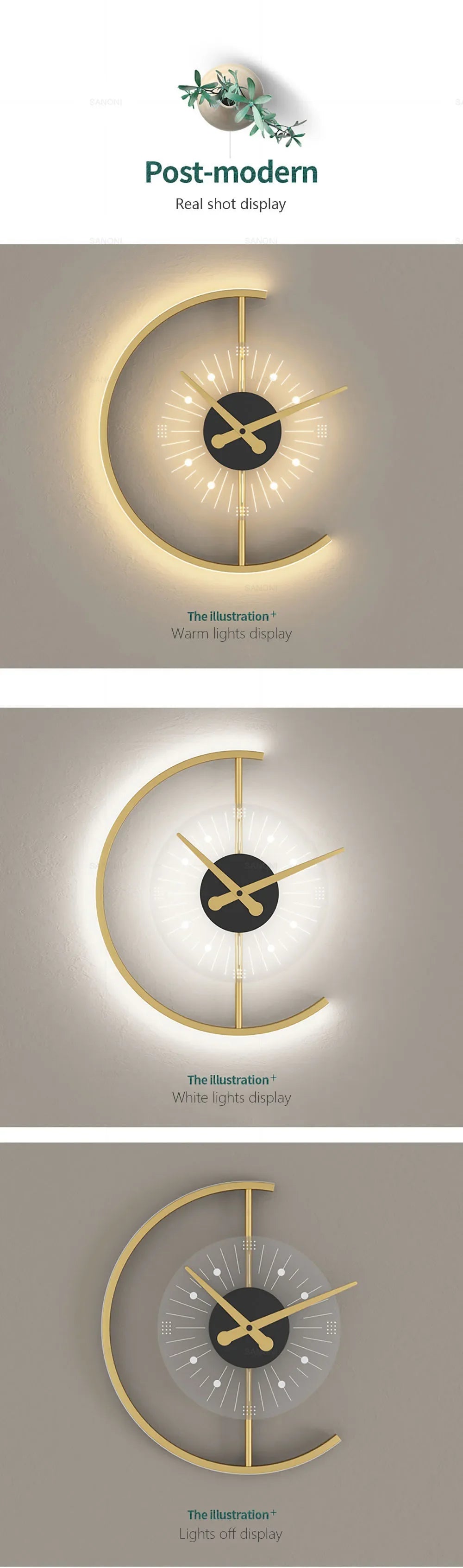 Modern LED Wall Clock Lamp – Sconce for Bedroom & Living Room