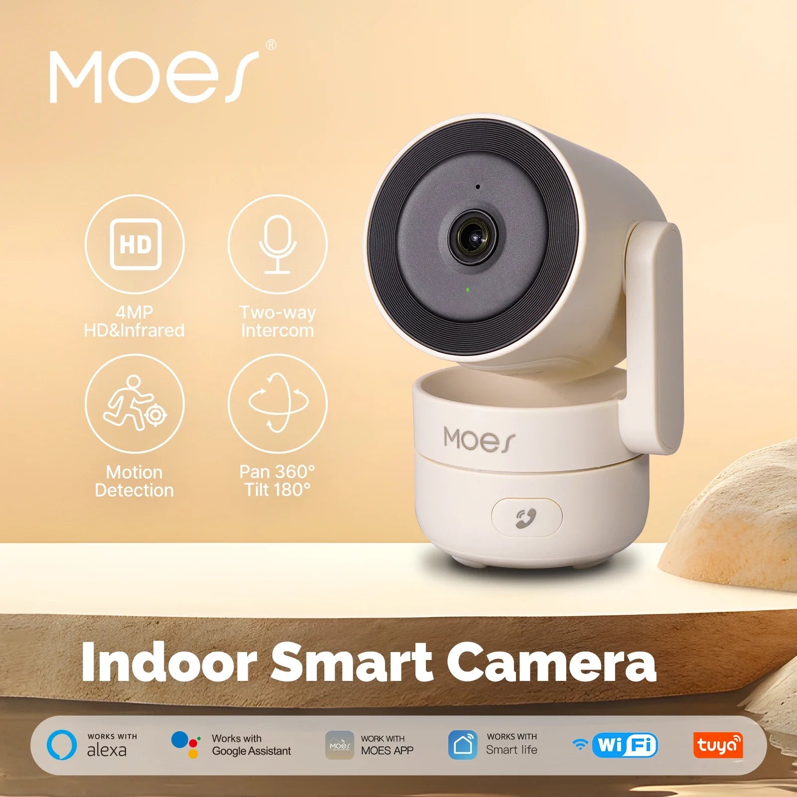 MOES Tuya WiFi Smart Security Camera – 4MP HD, Pan/Tilt, Night Vision