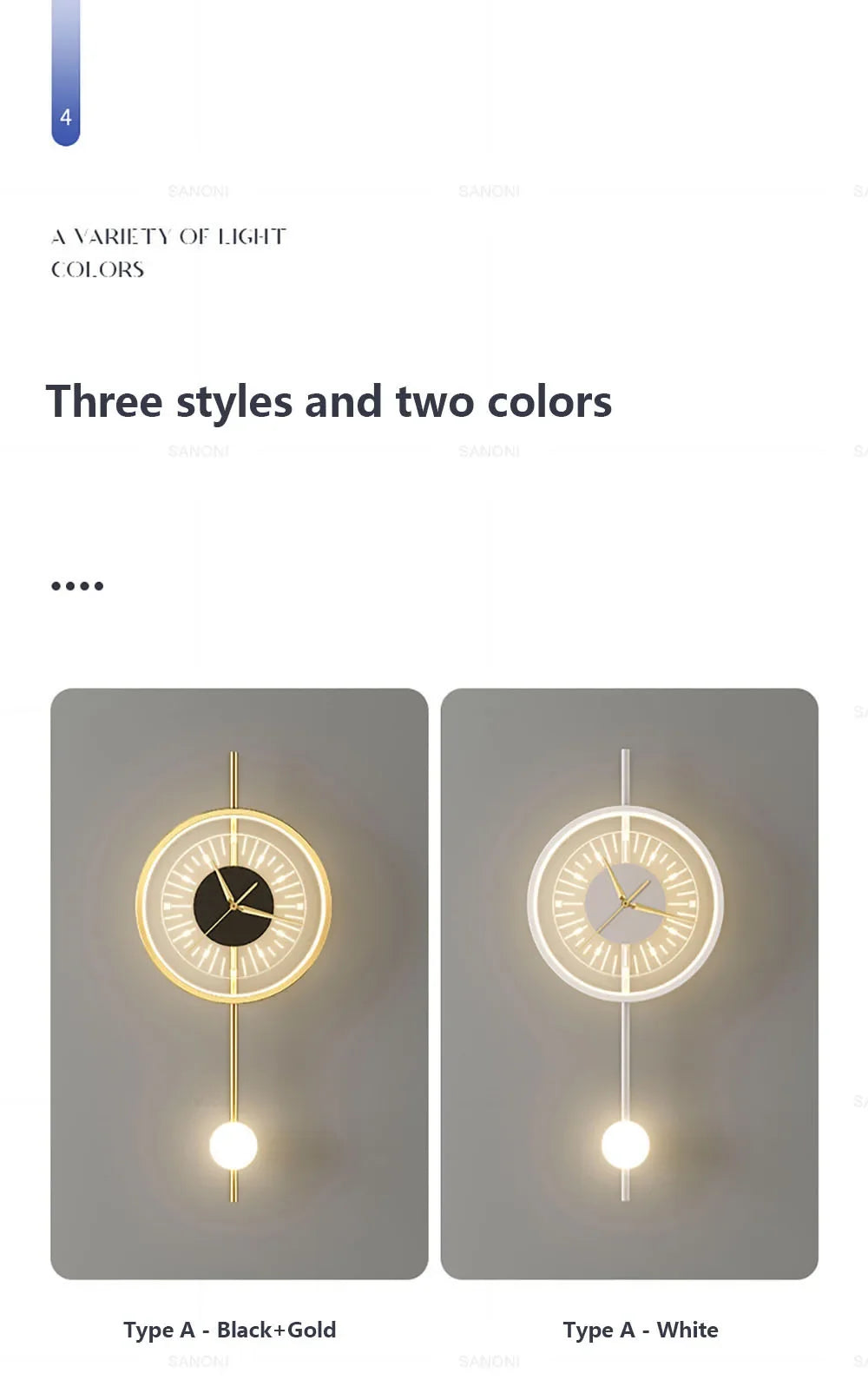 Modern LED Wall Clock Lamp – Sconce for Bedroom & Living Room