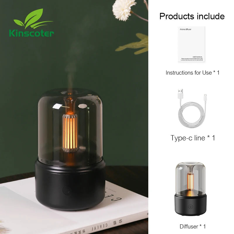 KINSCOTER Portable Mini Aroma Diffuser – USB Humidifier & Night Light