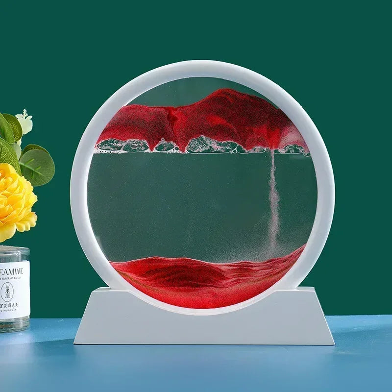 3D Moving Sand Art – Round Glass Deep Sea Sandscape for Home & Office Decor