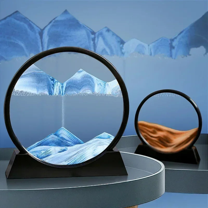 3D Moving Sand Art – Round Glass Deep Sea Sandscape for Home & Office Decor