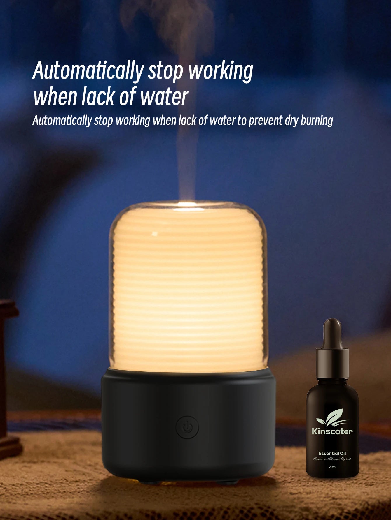 KINSCOTER Portable Mini Aroma Diffuser – USB Humidifier & Night Light