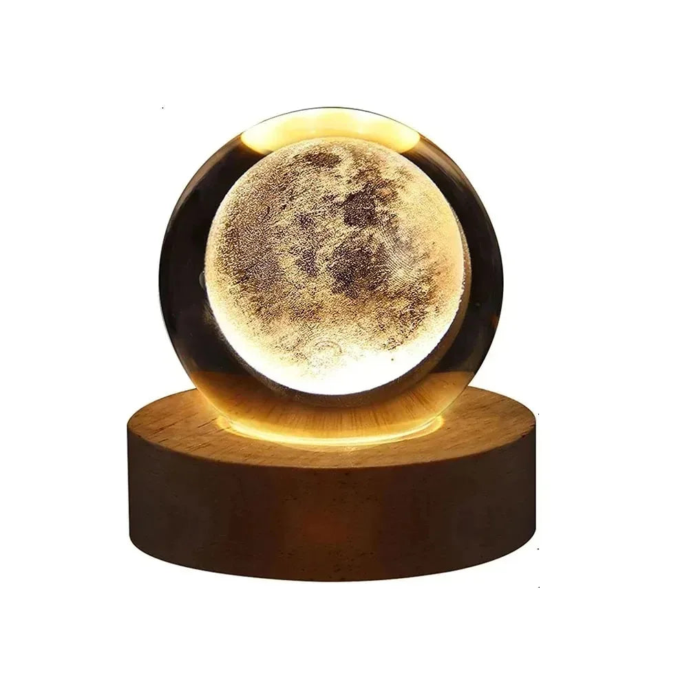 3D Crystal Ball Lamp with Galaxy Projections – USB Night Light