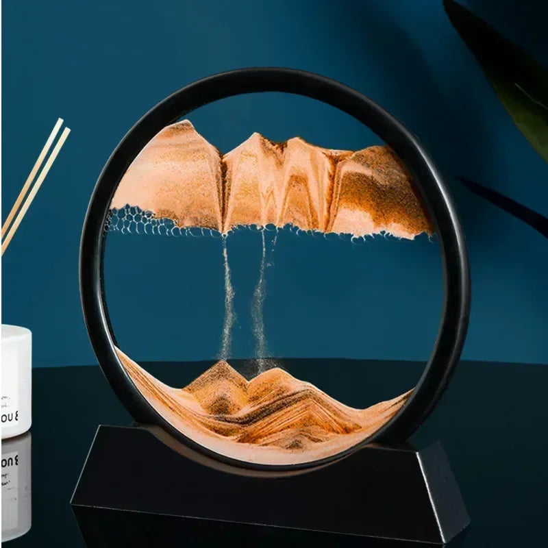 3D Moving Sand Art – Round Glass Deep Sea Sandscape for Home & Office Decor