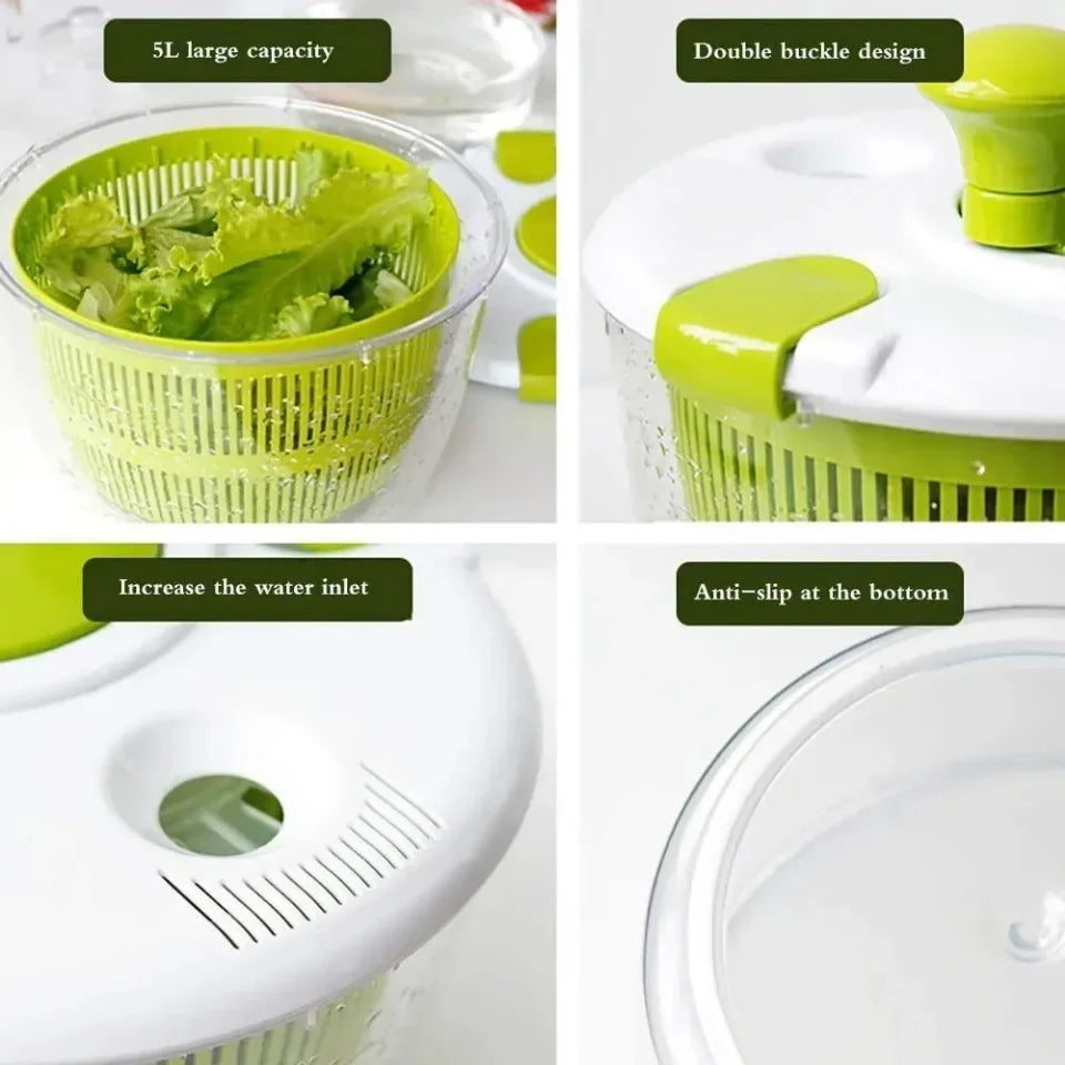 Salad Spinner & Vegetable Dryer – Hand Crank Food Dehydrator Basket