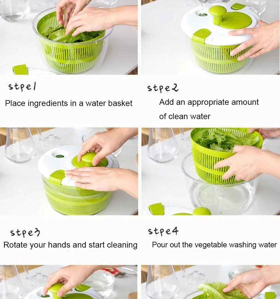 Salad Spinner & Vegetable Dryer – Hand Crank Food Dehydrator Basket