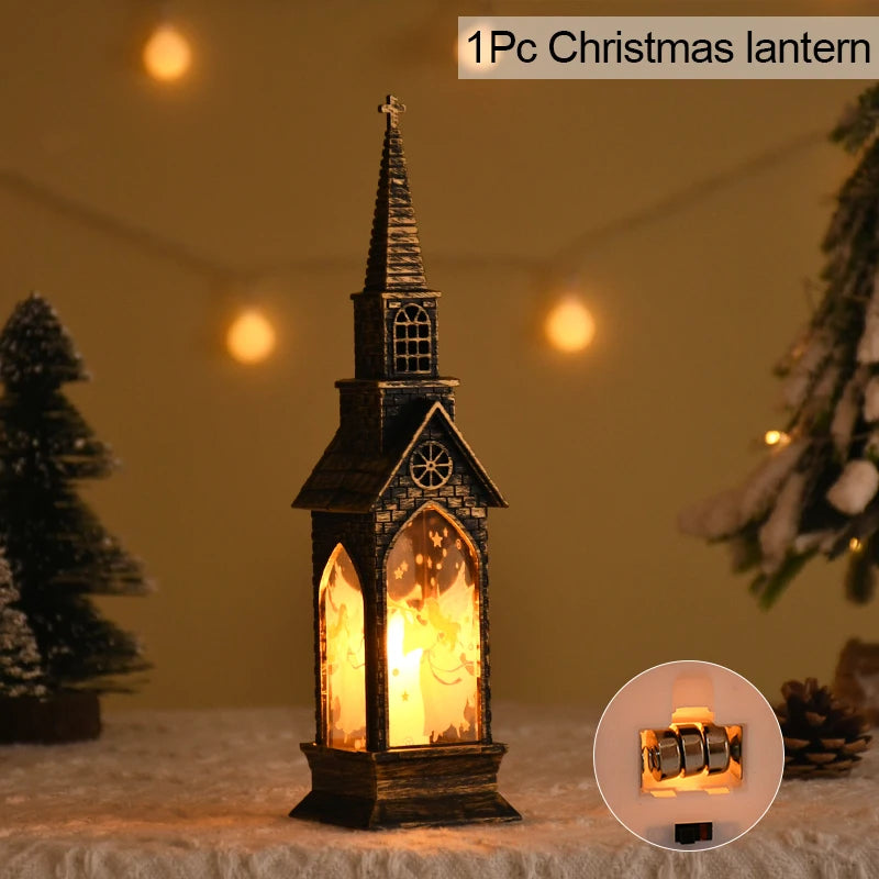 Christmas LED Lantern – Santa & Snowman Table Ornament Decor