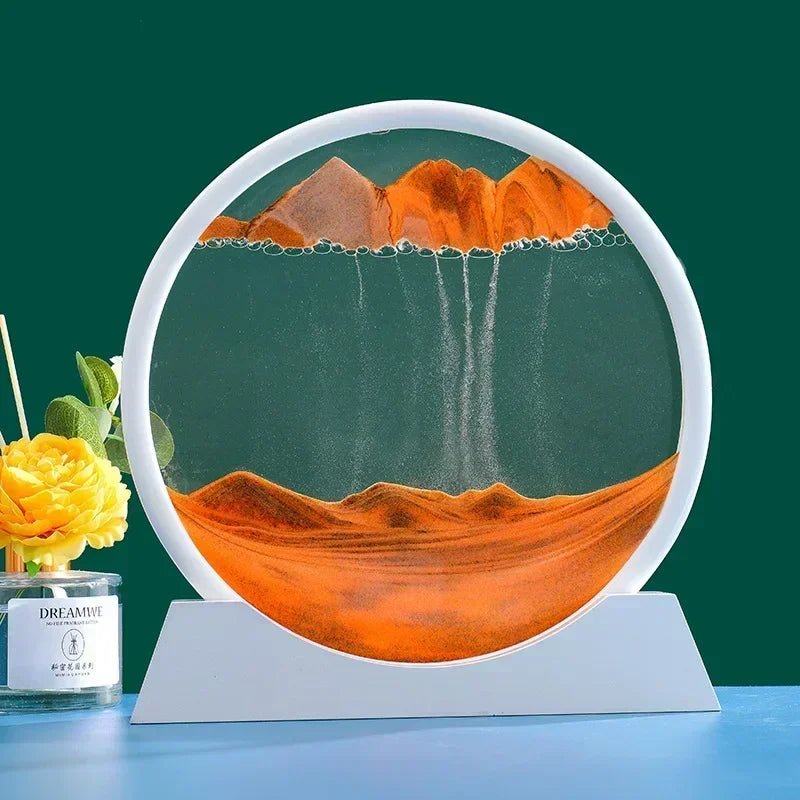 3D Moving Sand Art – Round Glass Deep Sea Sandscape for Home & Office Decor