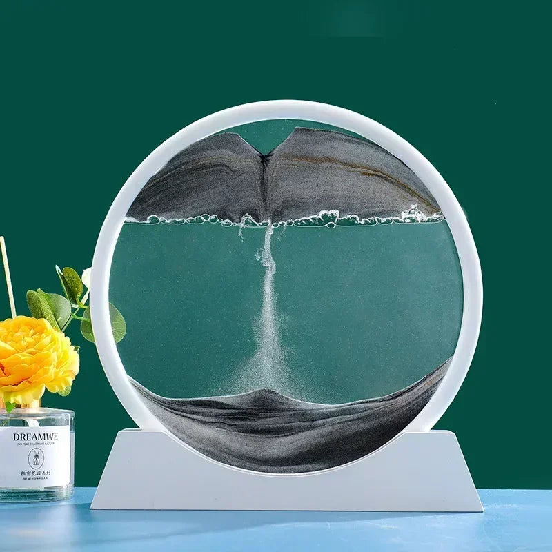 3D Moving Sand Art – Round Glass Deep Sea Sandscape for Home & Office Decor