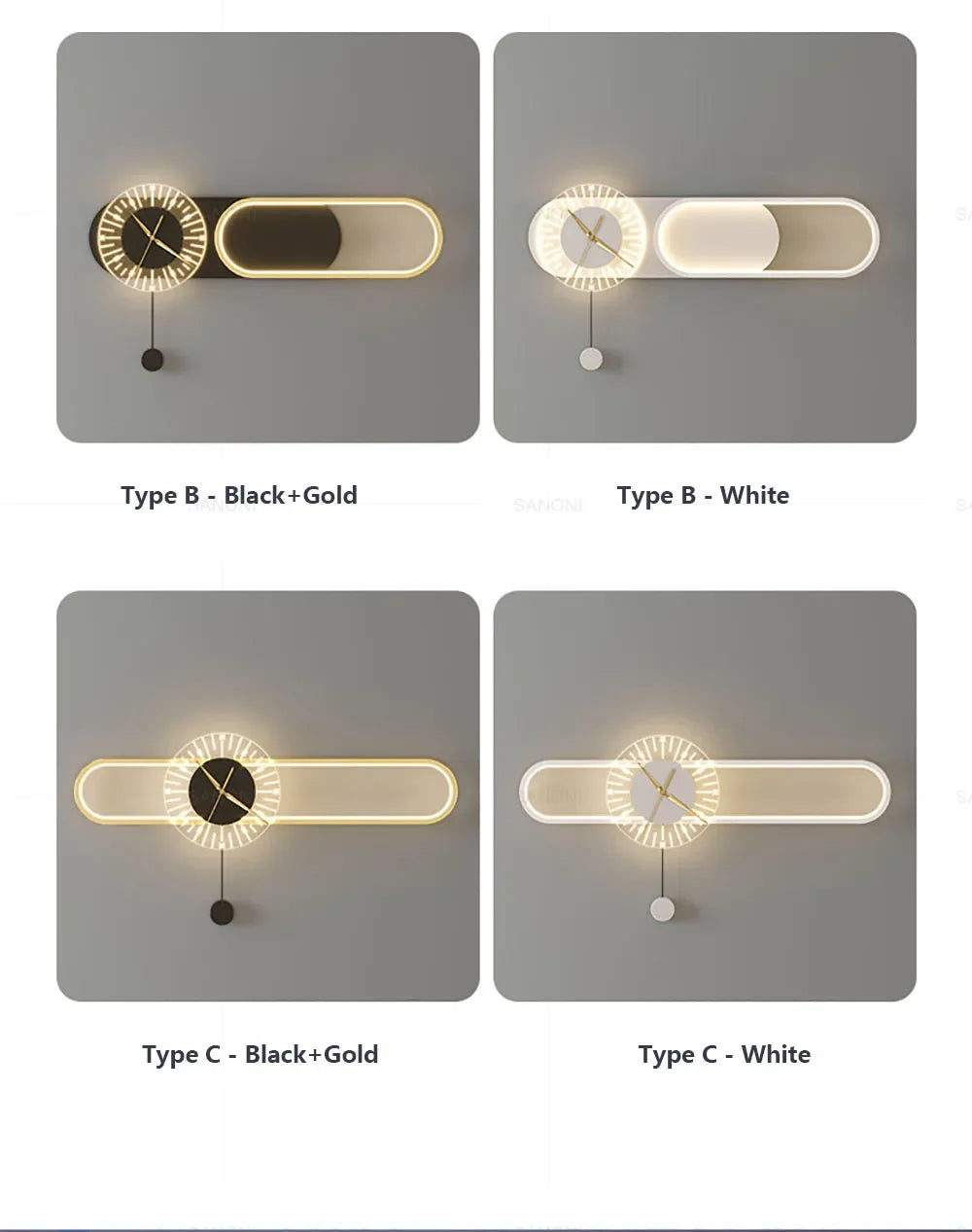 Modern LED Wall Clock Lamp – Sconce for Bedroom & Living Room