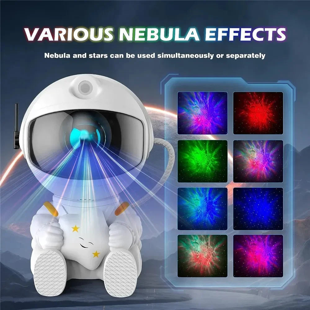 Astronaut Star Projector – Galaxy Night Light with LED Nebula