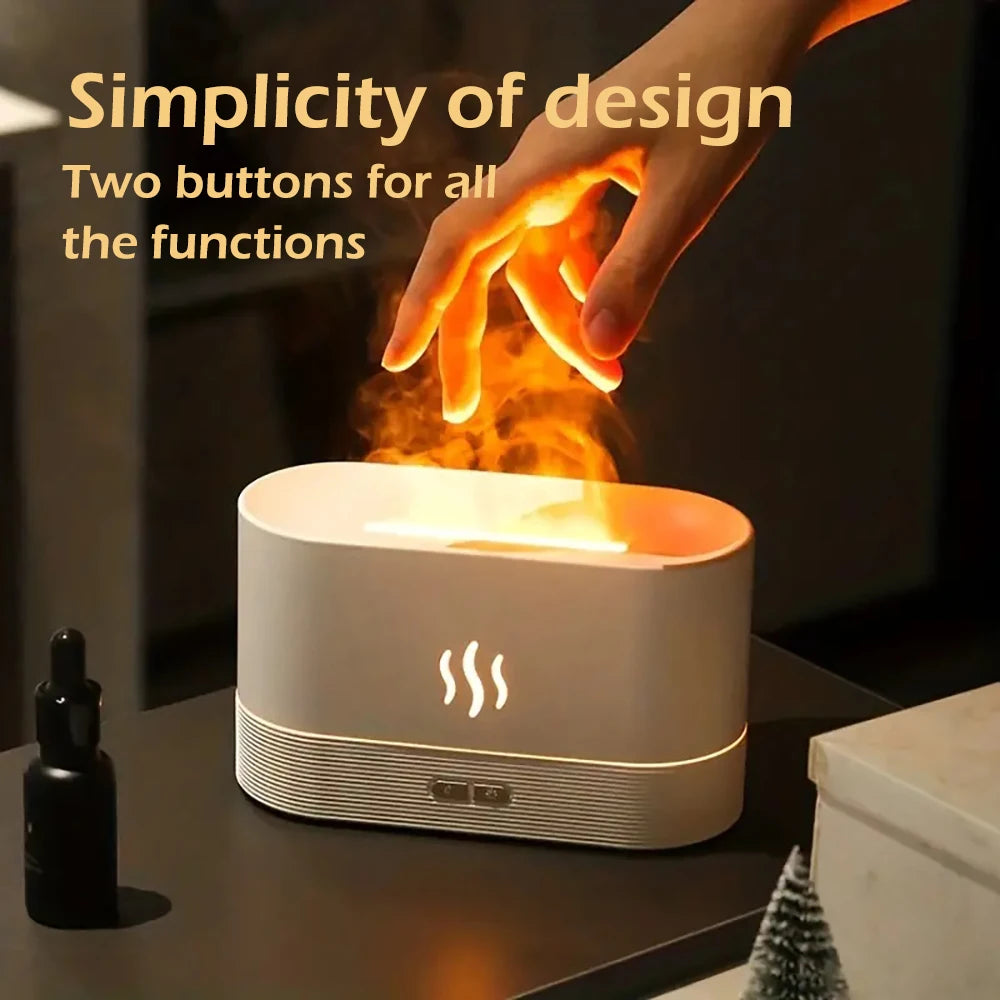 Ultrasonic Perfume Humidifier with LED Flame Light & Essential Oils