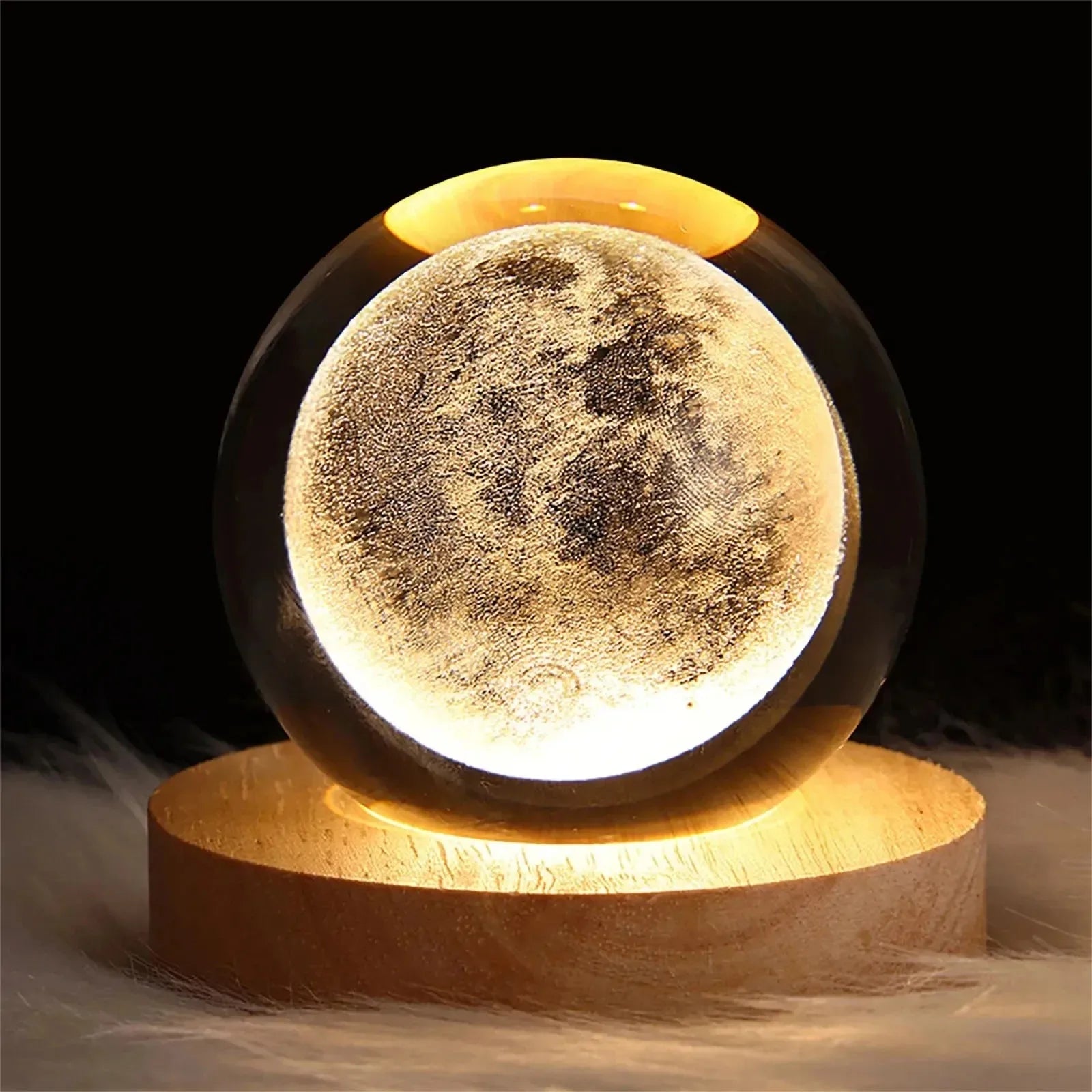 3D Crystal Ball Lamp with Galaxy Projections – USB Night Light