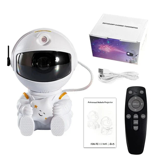 Astronaut Star Projector – Galaxy Night Light with LED Nebula