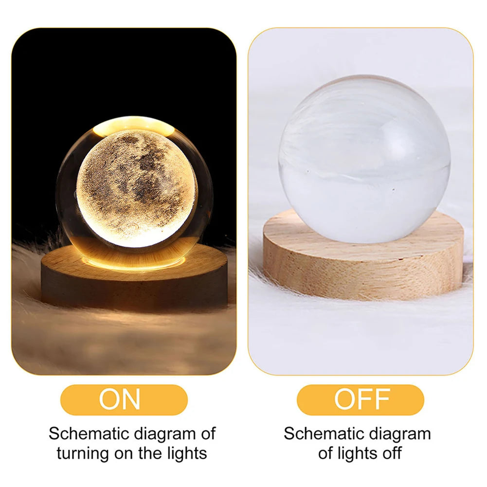 3D Crystal Ball Lamp with Galaxy Projections – USB Night Light