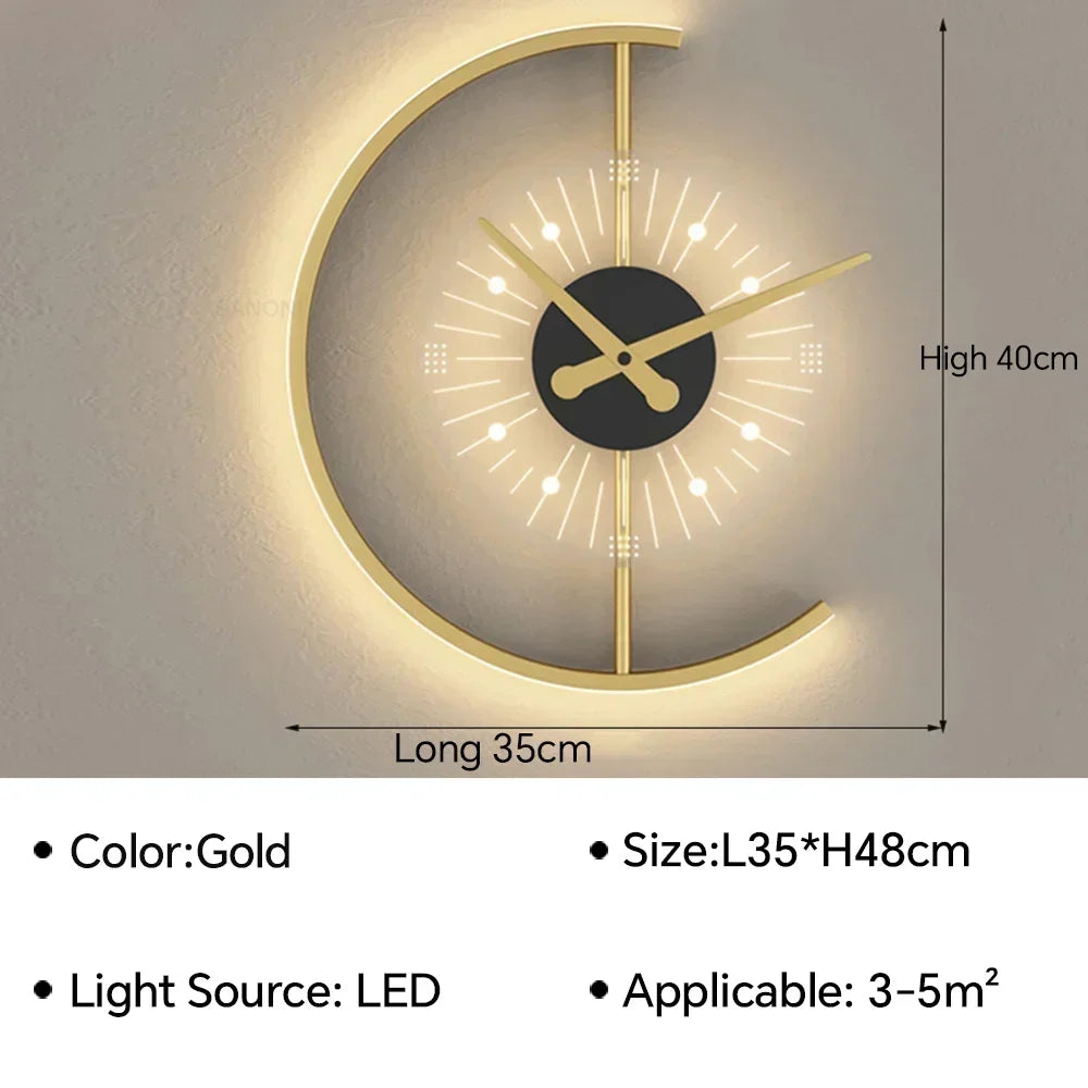 Modern LED Wall Clock Lamp – Sconce for Bedroom & Living Room