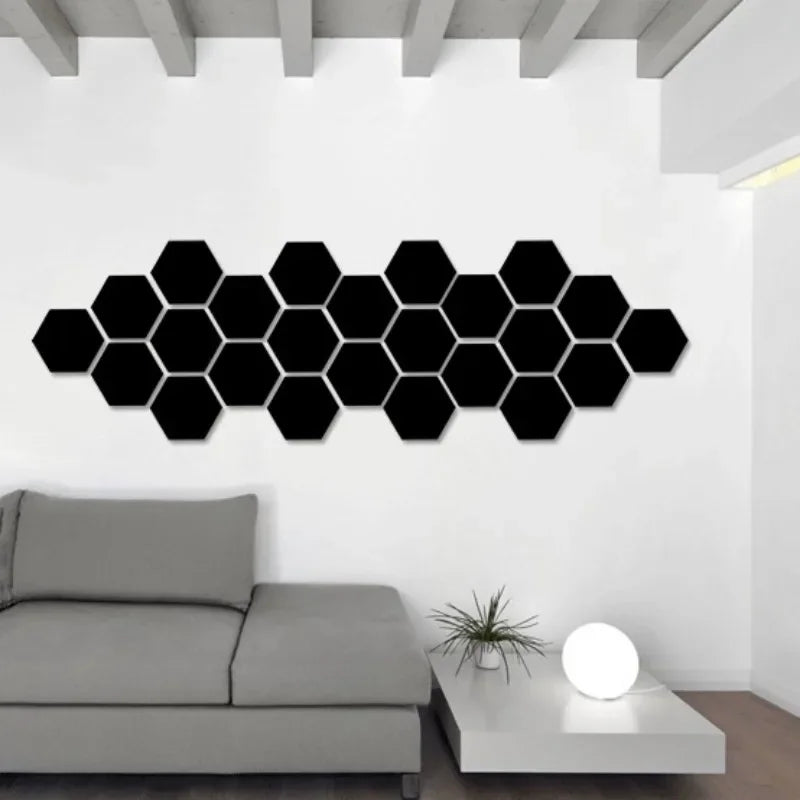 12PCs 3D acrylic mirror wall sticker home decor hexagon DIY decorations