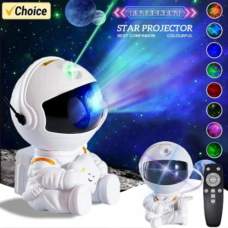 Astronaut Star Projector – Galaxy Night Light with LED Nebula