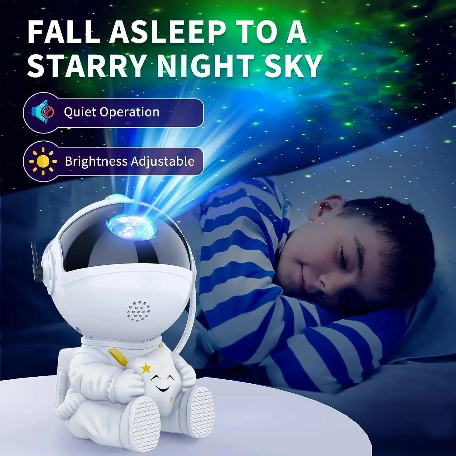 Astronaut Star Projector – Galaxy Night Light with LED Nebula