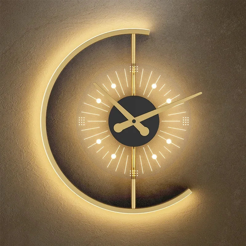 Modern LED Wall Clock Lamp – Sconce for Bedroom & Living Room