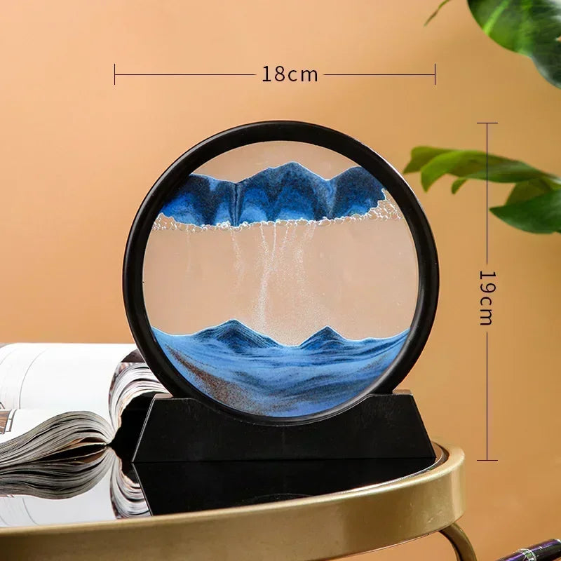 3D Moving Sand Art – Round Glass Deep Sea Sandscape for Home & Office Decor