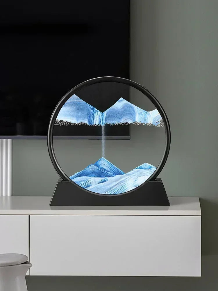 3D Moving Sand Art – Round Glass Deep Sea Sandscape for Home & Office Decor