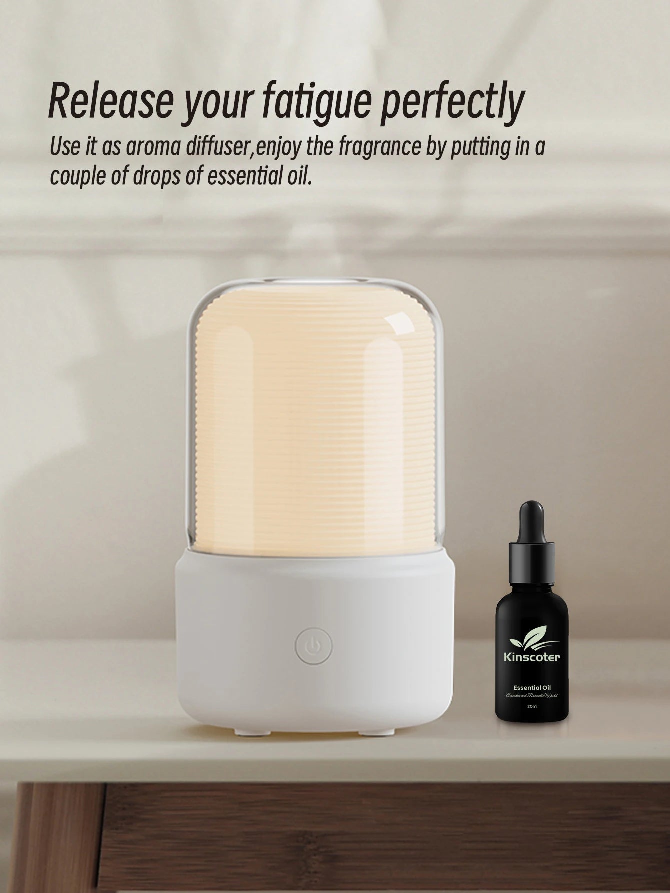 KINSCOTER Portable Mini Aroma Diffuser – USB Humidifier & Night Light