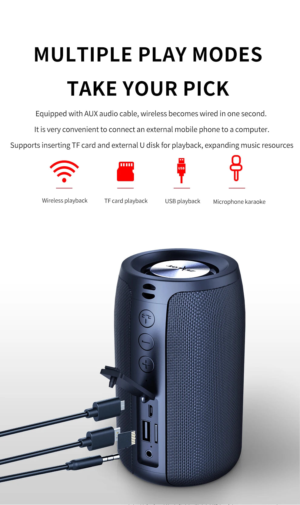 Zealot S32 Wireless Outdoor Waterproof Speaker with Subwoofer