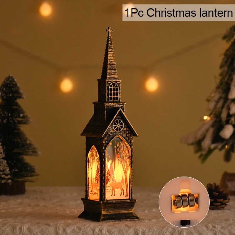 Christmas LED Lantern – Santa & Snowman Table Ornament Decor