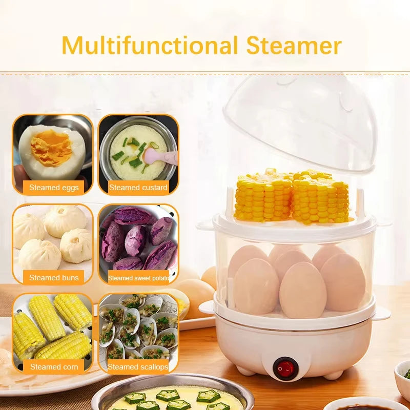 Multifunction Electric Egg Cooker & Steamer – Double Layer Breakfast Appliance