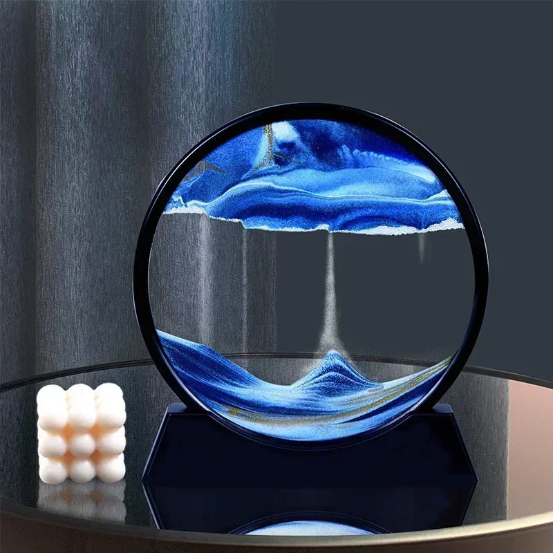 3D Moving Sand Art – Round Glass Deep Sea Sandscape for Home & Office Decor