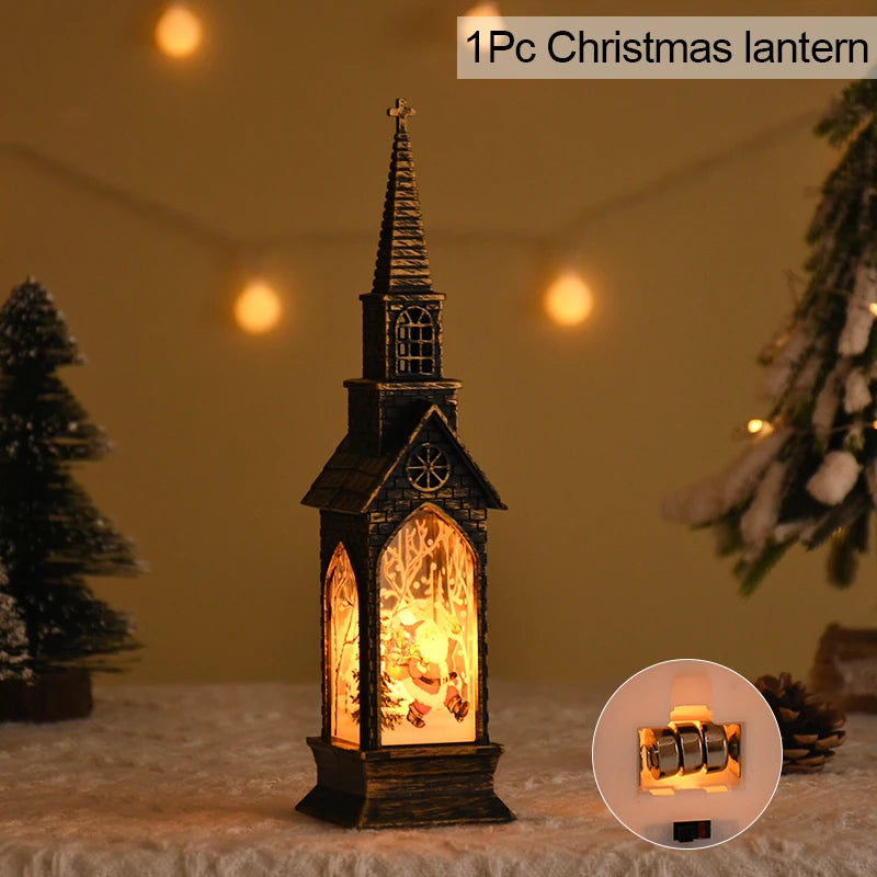 Christmas LED Lantern – Santa & Snowman Table Ornament Decor