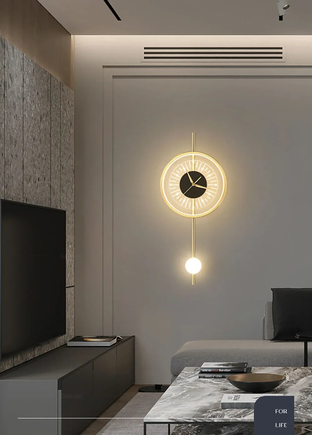 Modern LED Wall Clock Lamp – Sconce for Bedroom & Living Room