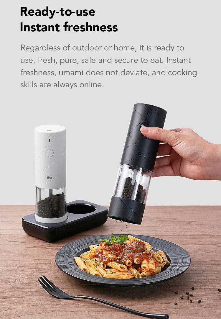 Huohou Electric Pepper Grinder Set – 6 Modes with LED Light