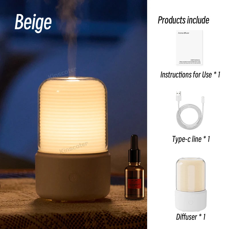 KINSCOTER Portable Mini Aroma Diffuser – USB Humidifier & Night Light