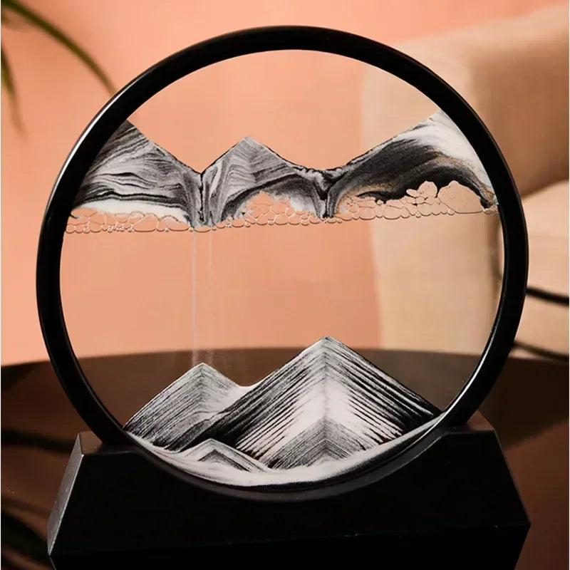 3D Moving Sand Art – Round Glass Deep Sea Sandscape for Home & Office Decor