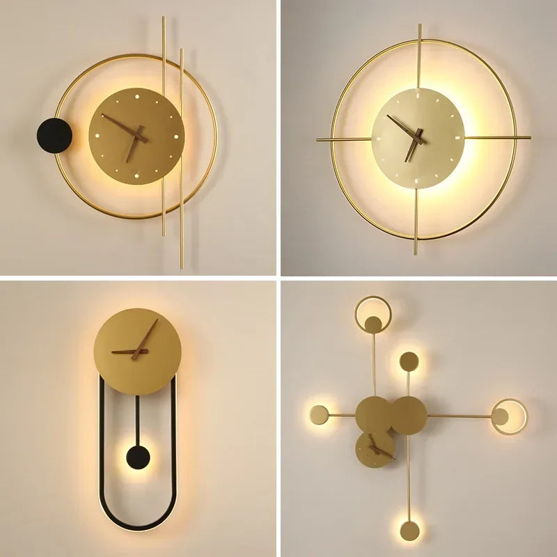 Modern LED Wall Clock Lamp – Sconce for Bedroom & Living Room