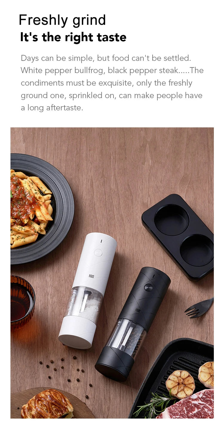 Huohou Electric Pepper Grinder Set – 6 Modes with LED Light