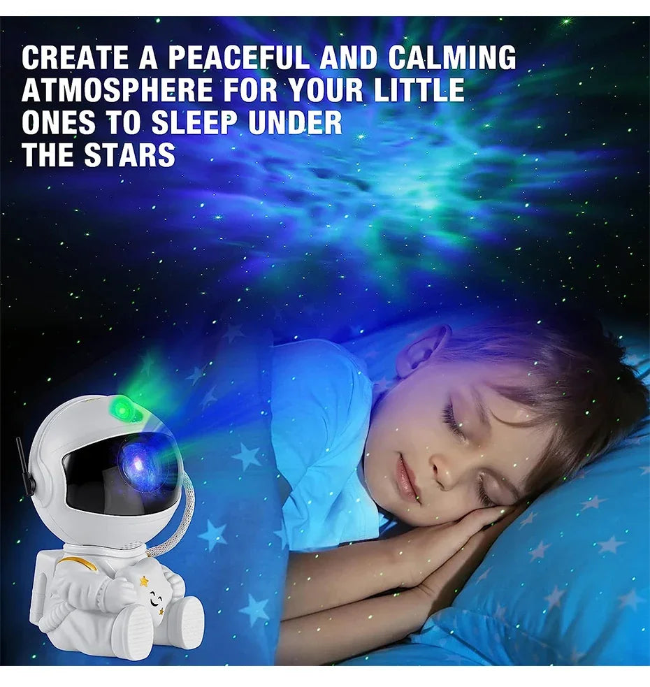 Astronaut Star Projector – Galaxy Night Light with LED Nebula