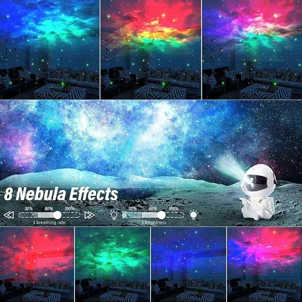 Astronaut Star Projector – Galaxy Night Light with LED Nebula