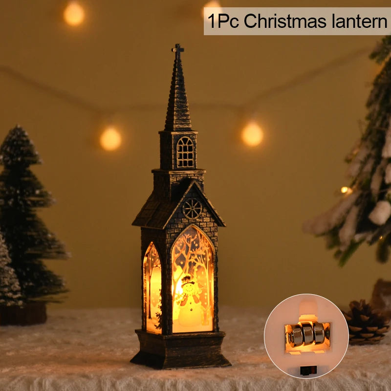 Christmas LED Lantern – Santa & Snowman Table Ornament Decor