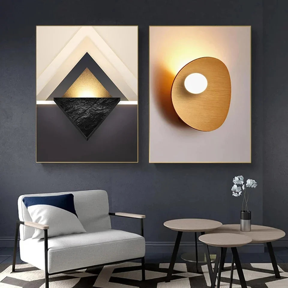 Black and White Abstract Geometric Wall Art – 3-Piece Canvas Set for Living Room