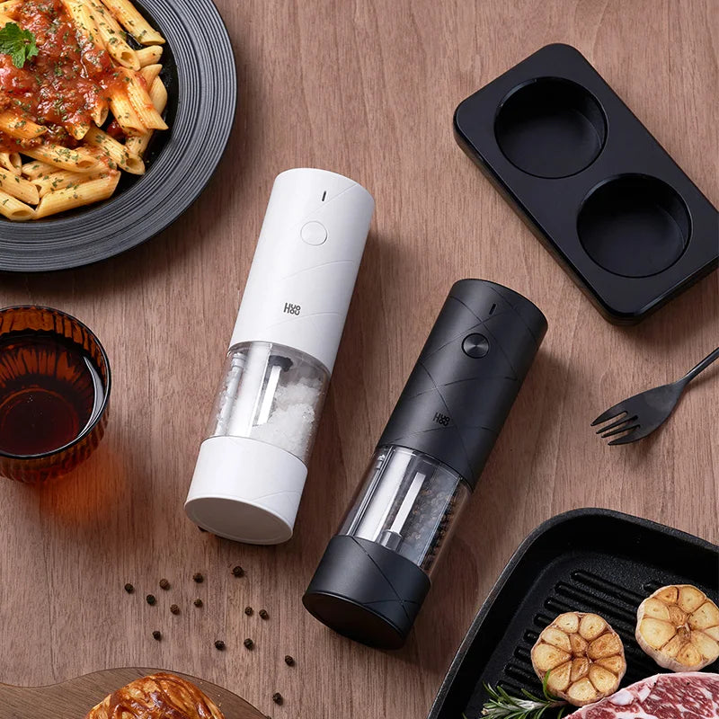 Huohou Electric Pepper Grinder Set – 6 Modes with LED Light