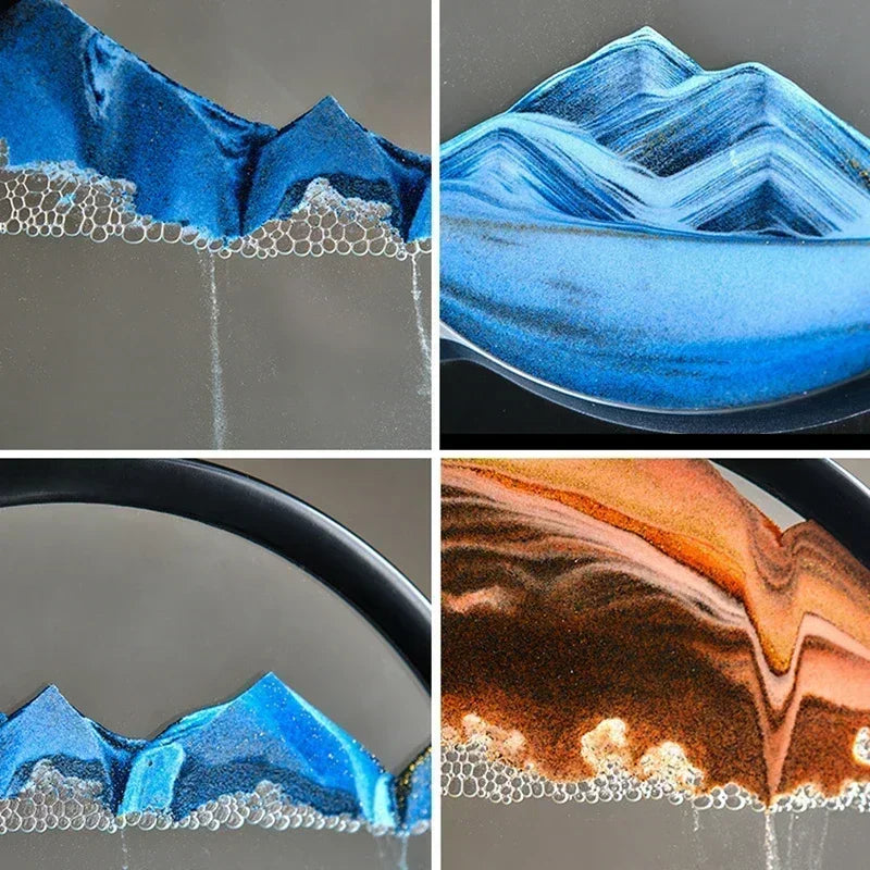 3D Moving Sand Art – Round Glass Deep Sea Sandscape for Home & Office Decor